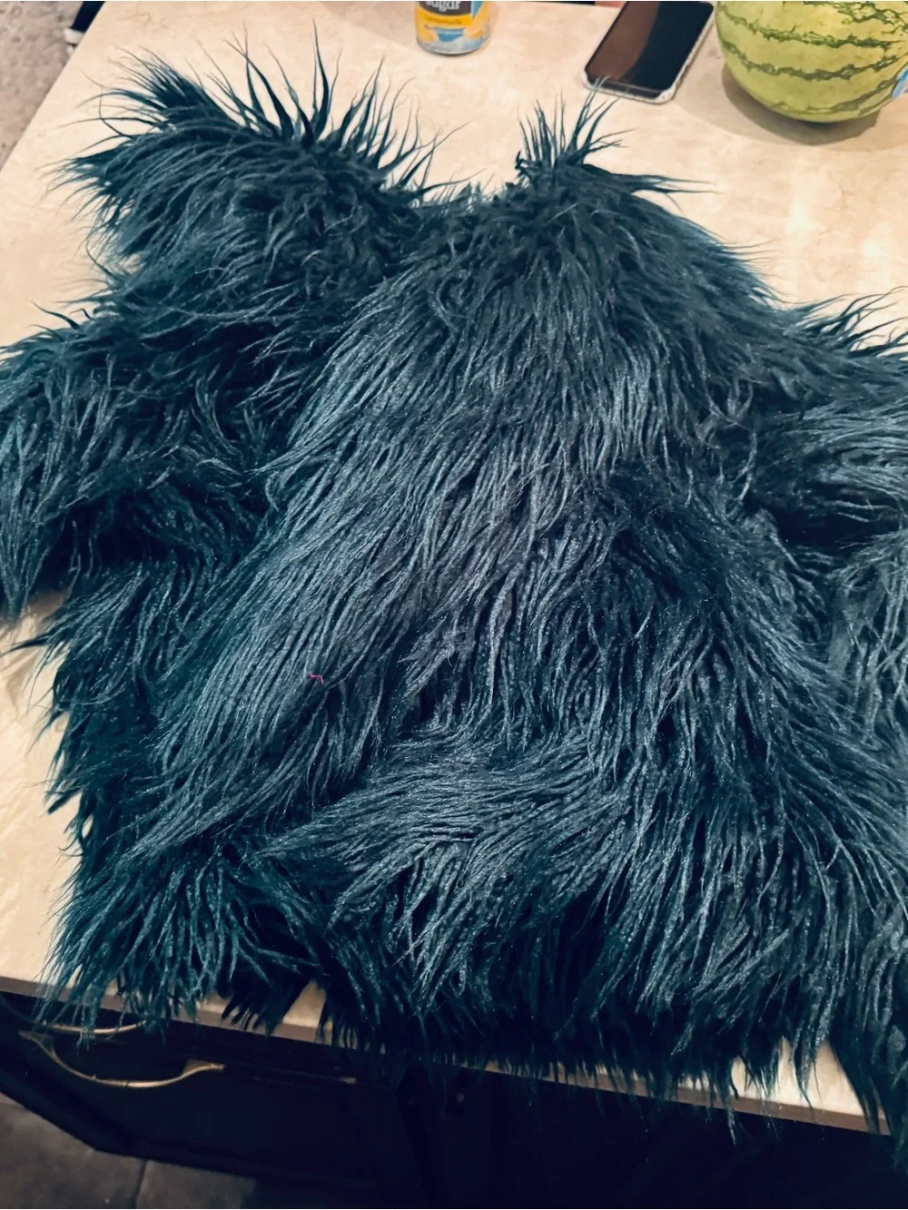 Free People Faux Fur Teal Jacket with Paisley Lining
